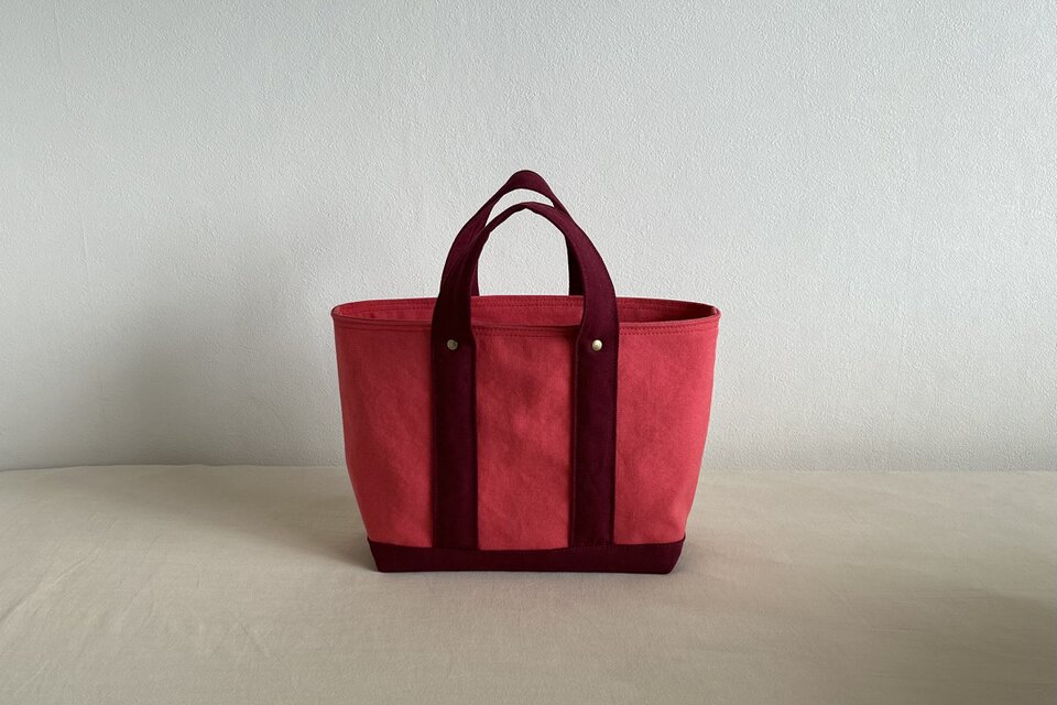 TOTE BAG -bicolor- (M) / rose × bordeaux