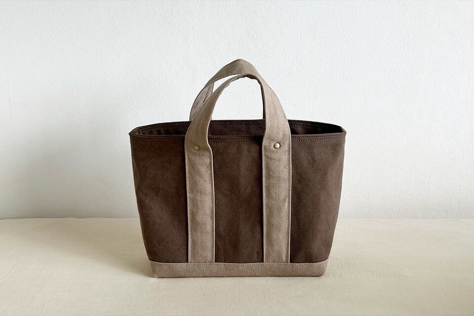 TOTE BAG -bicolor- (M) / smokybrown × mushroom