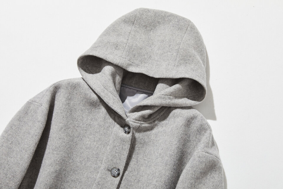 ウール混フード付きグレージャケット✨ 値下げ中 軽くて暖かいフード付きアウター ウールアウター グレー 241206