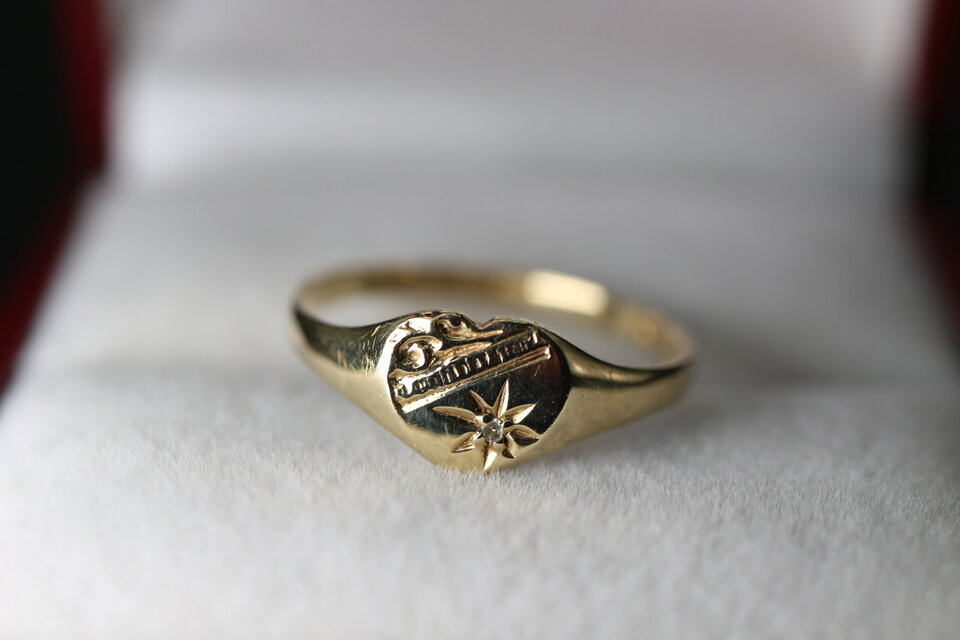 英国 イギリス シグネット ビンテージ ゴールド リング 指輪