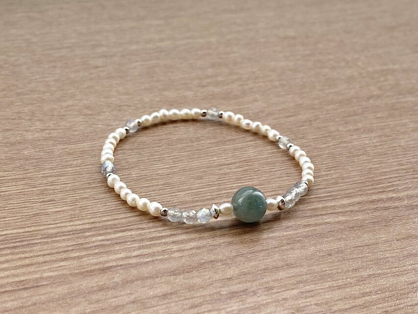 ブルートルマリン ラブラドライト 天然石 パール ブレスレット | iichi