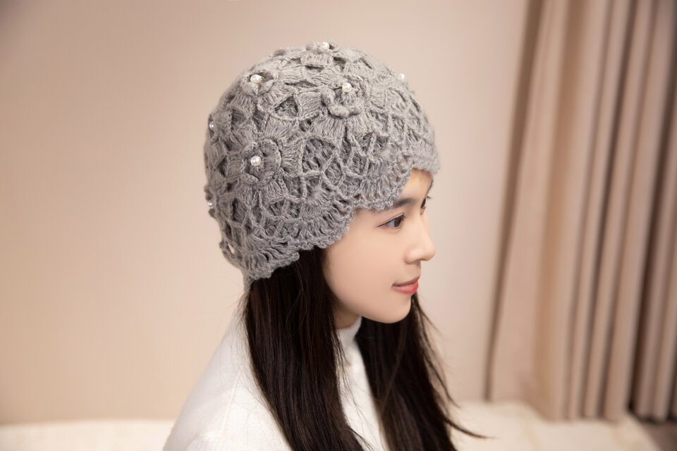 手作り【Lady's】オシャレなベレー帽　グレー