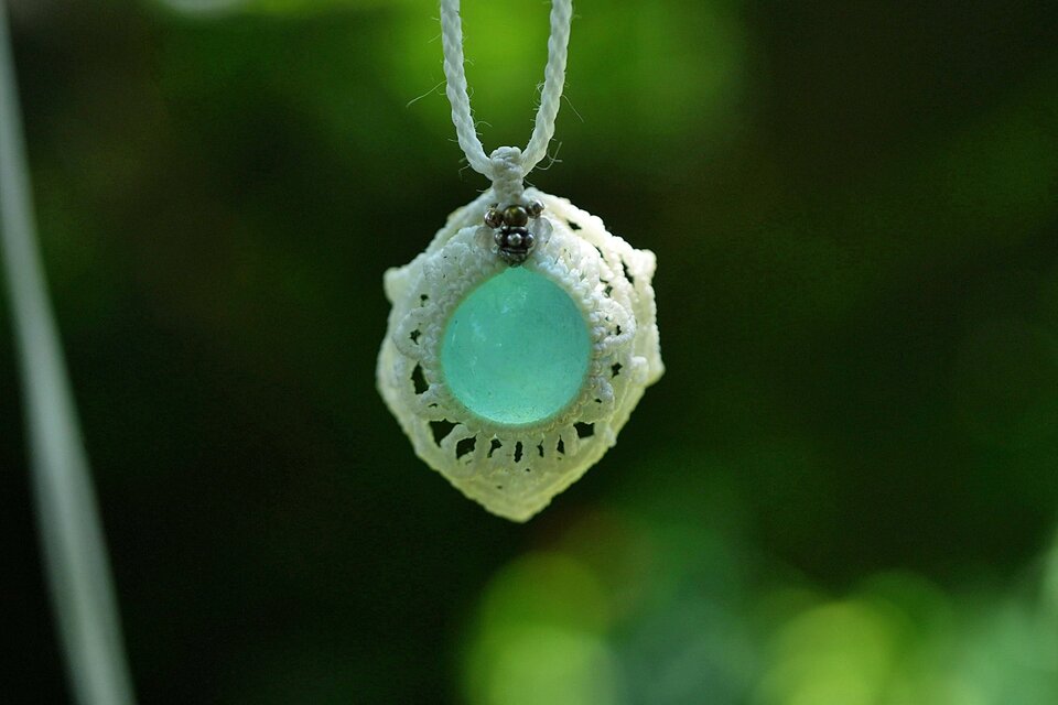 曼荼羅☆アクアマリン マクラメネックレス2064 | iichi 日々の暮らしを