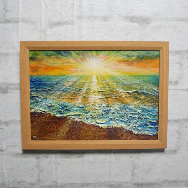 油絵【潮風のまどろむ浜辺で】 | iichi 日々の暮らしを心地よく