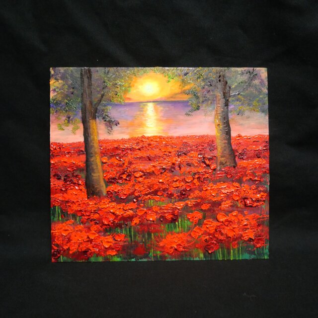 油絵 【琵琶湖に燃ゆる】 | iichi 日々の暮らしを心地よくする