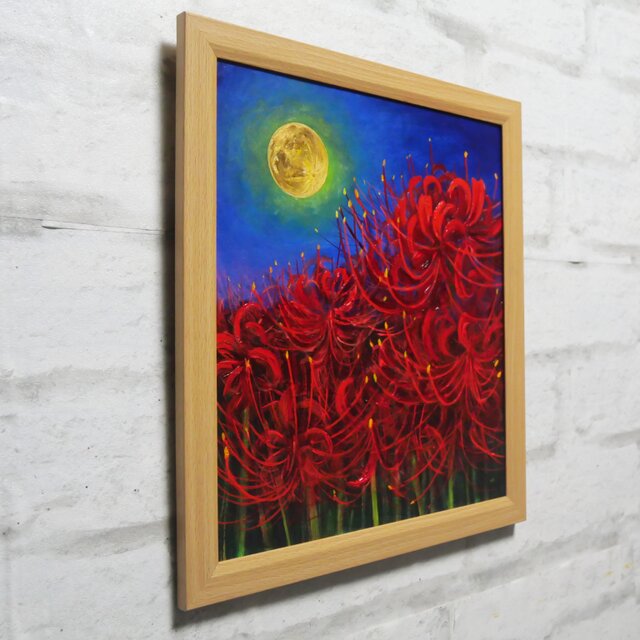 油絵 絵画 【彼岸花】 油絵 【月下の彼岸花】 | iichi 日々の暮らしを心地よくする