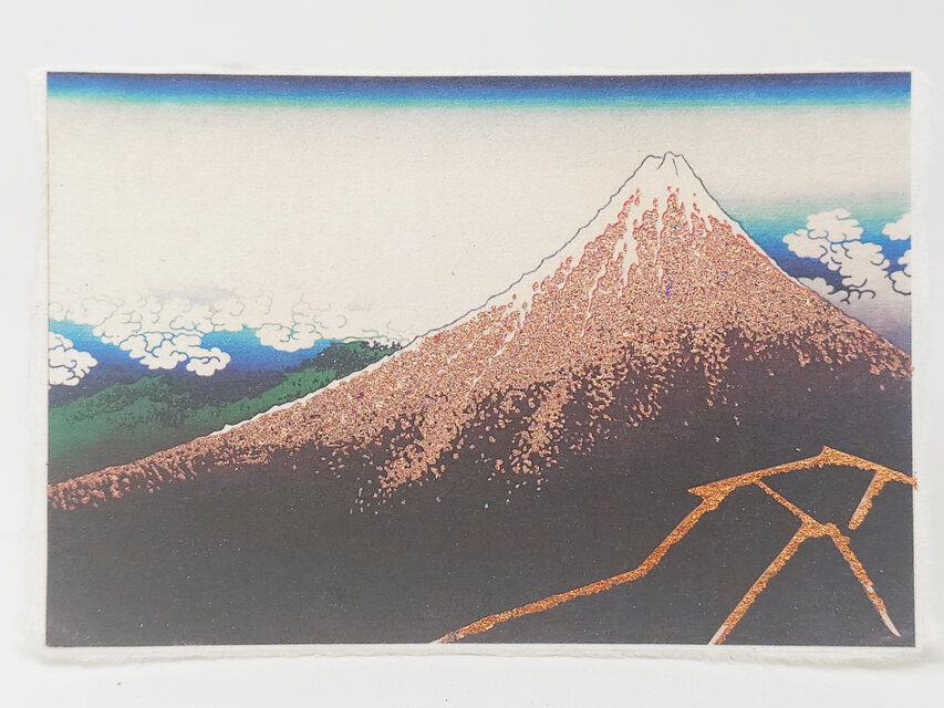 ギルディング和紙葉書　赤富士