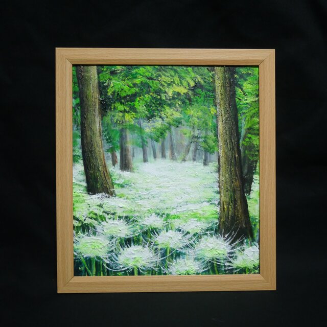 油絵 【白い彼岸花の森】 | iichi 日々の暮らしを心地よくする