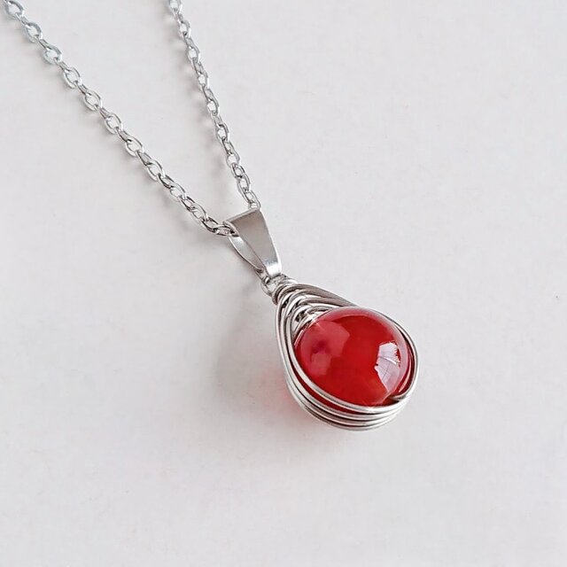 限定品　 　ネックレス　606　カーネリアン　シルバー 7月の誕生石』カーネリアン 天然石 サージカルステンレス ネックレス