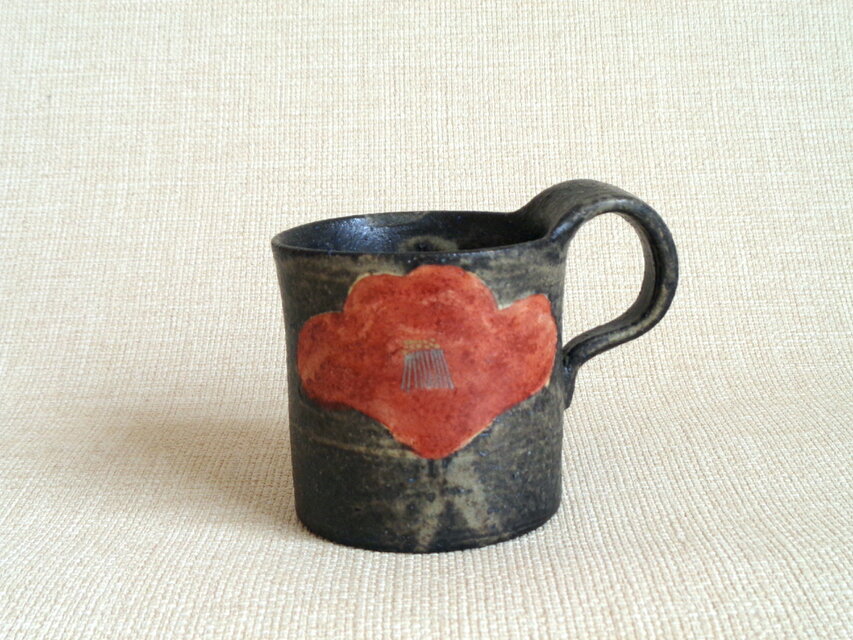 マグカップ（金銀彩紅椿紋g）