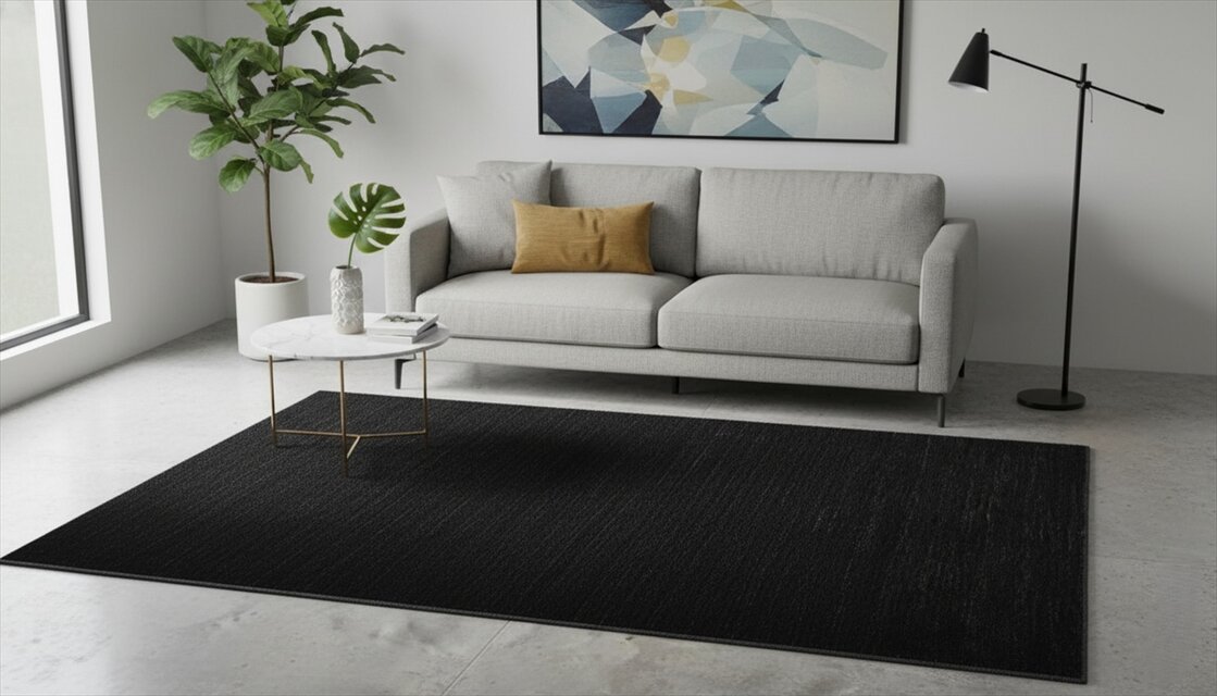 近日入荷】冬は暖かく夏は涼しい　肌ざわり最高　ガゼニラハットCollar　ラグ　193x138㎝　Black