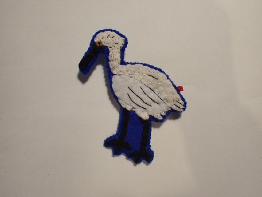 クロツラヘラサギ　ブローチ