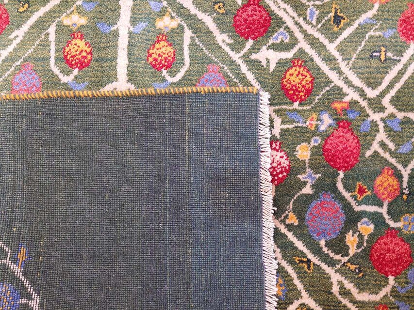 ペルシャ ギャッベ リビング ラグ 200x155cm ザクロの木 緑色