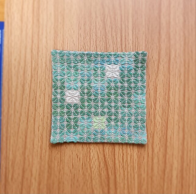 コースター　四ツ葉　緑ムラ染め③