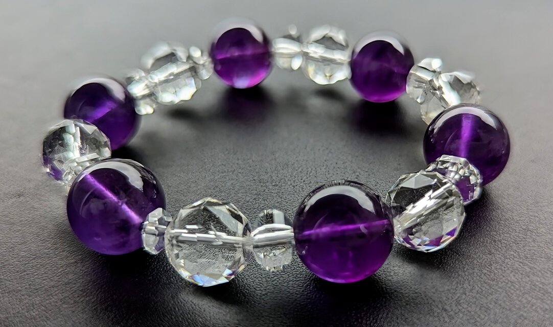 ウルグアイ産アメジスト（非加熱）&クリアクォーツのブレスレット