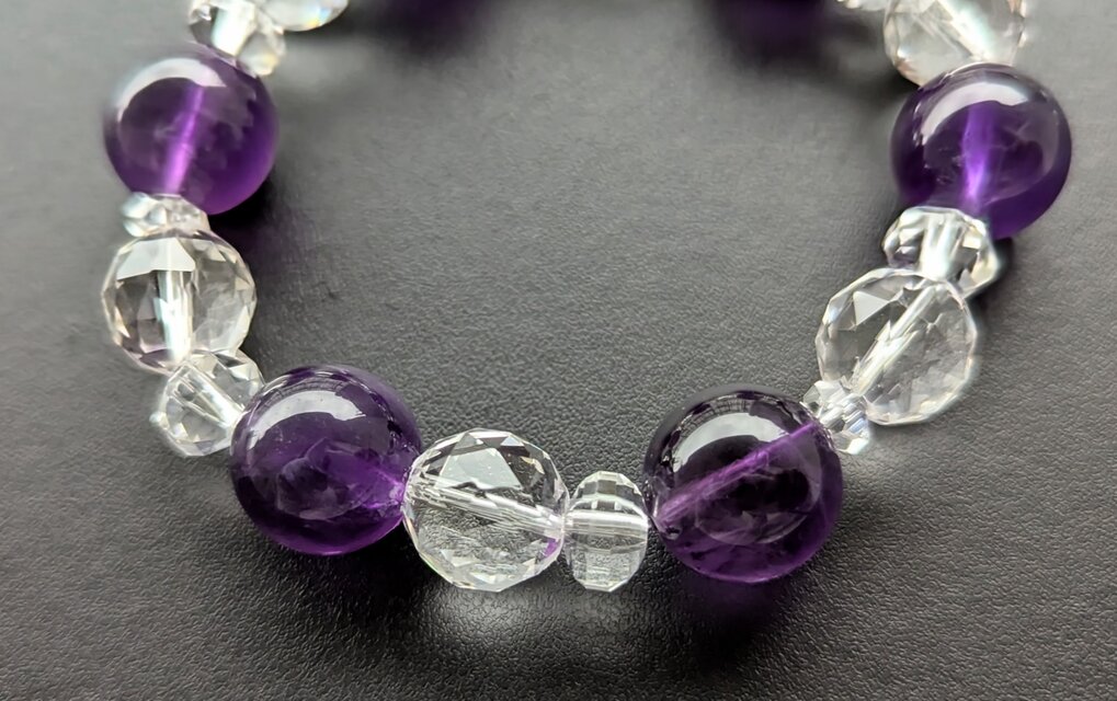 ウルグアイ産アメジスト（非加熱）&クリアクォーツのブレスレット