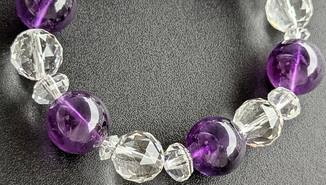 ウルグアイ産アメジスト（非加熱）&クリアクォーツのブレスレット