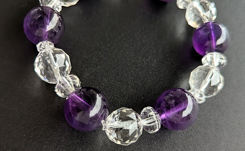 ウルグアイ産アメジスト（非加熱）&クリアクォーツのブレスレット