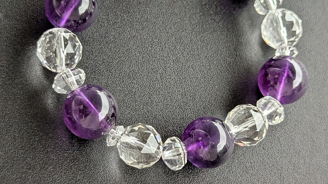 ウルグアイ産アメジスト（非加熱）&クリアクォーツのブレスレット