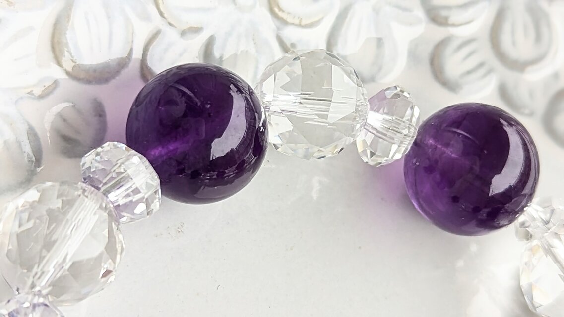 ウルグアイ産アメジスト（非加熱）&クリアクォーツのブレスレット