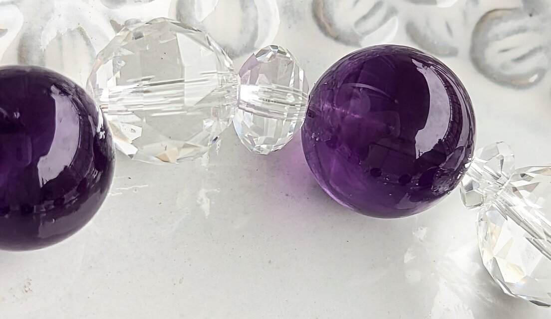 ウルグアイ産アメジスト（非加熱）&クリアクォーツのブレスレット