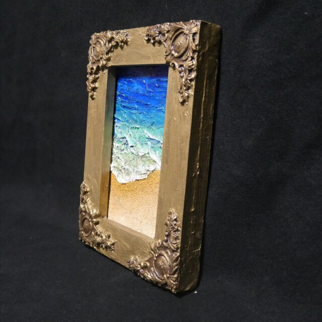 油絵 キャンバスパネル ミニ絵画【海と砂浜海】 | iichi 日々の暮らし