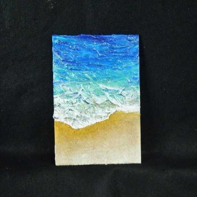 油絵 油彩 油彩画 絵 絵画 キャンバスパネル ミニ絵画【砂浜の海】 油絵 キャンバスパネル ミニ絵画【海と砂浜海】 | iichi 日々の暮らし