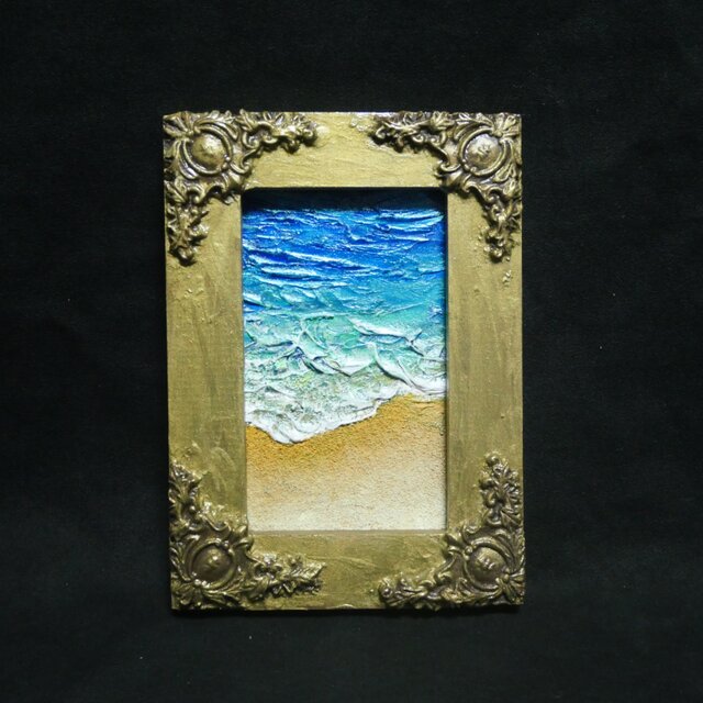 油絵 キャンバスパネル ミニ絵画【海と砂浜海】 | iichi 日々の暮らし