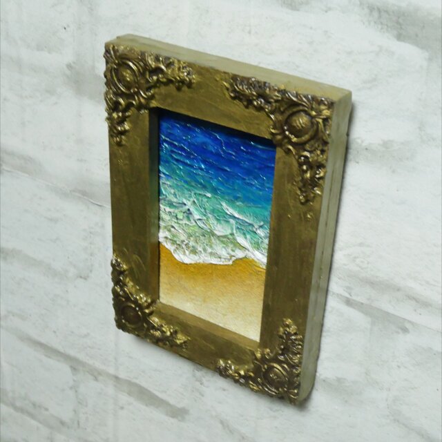 油絵 油彩 油彩画 絵 絵画 キャンバスパネル ミニ絵画【砂浜の海】 油絵 キャンバスパネル ミニ絵画【海と砂浜海】 | iichi 日々の暮らし