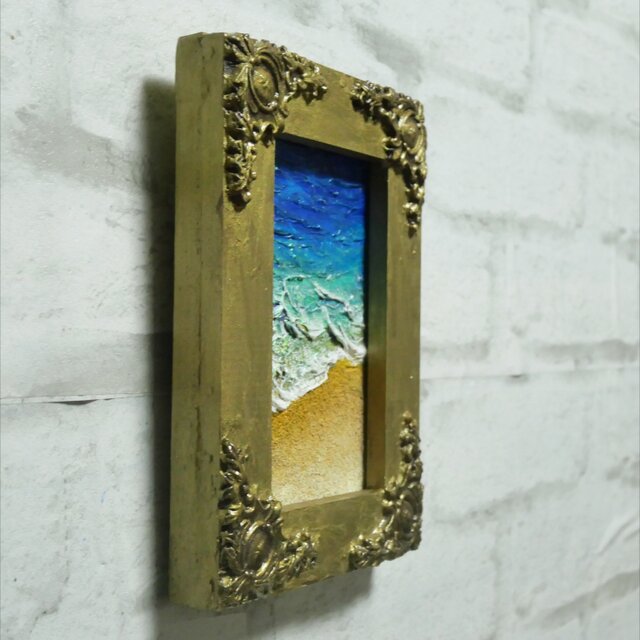油絵 キャンバスパネル ミニ絵画【海と砂浜海】 | iichi 日々の暮らし