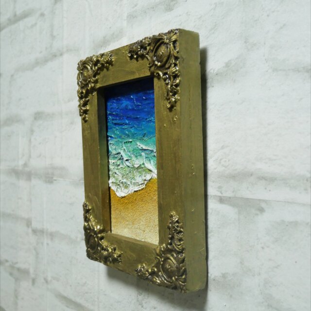 油絵 キャンバスパネル ミニ絵画【海と砂浜海】 | iichi 日々の暮らし