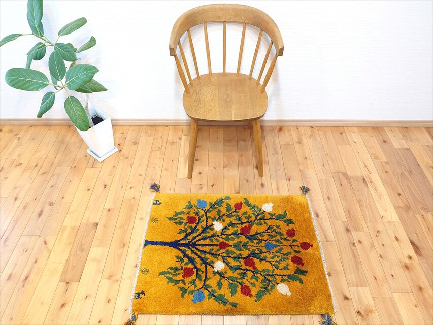 玄関マット 132x90cm ペルシャ絨毯 ギャッベ 手織り カシュクリ ラグ