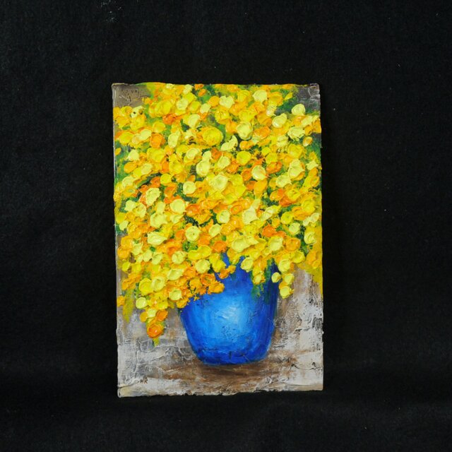 油絵 キャンバスパネル ミニ絵画【ミモザ】 | iichi 日々の暮らしを