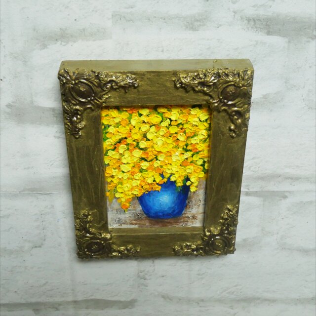油絵 キャンバスパネル ミニ絵画【ミモザ】 | iichi 日々の暮らしを
