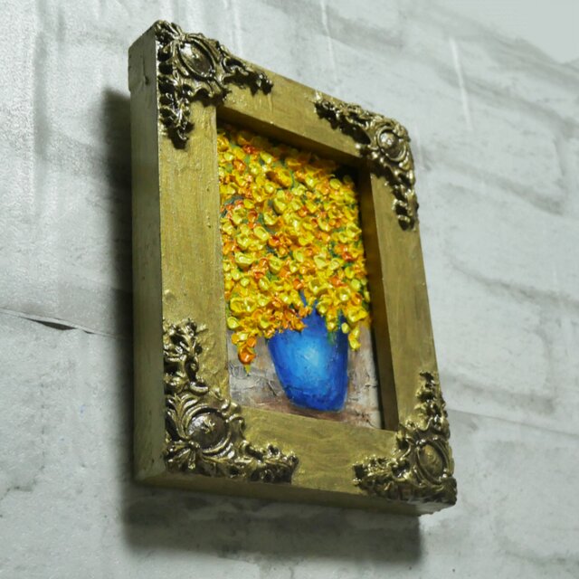 油絵 キャンバスパネル ミニ絵画【ミモザ】 | iichi 日々の暮らしを