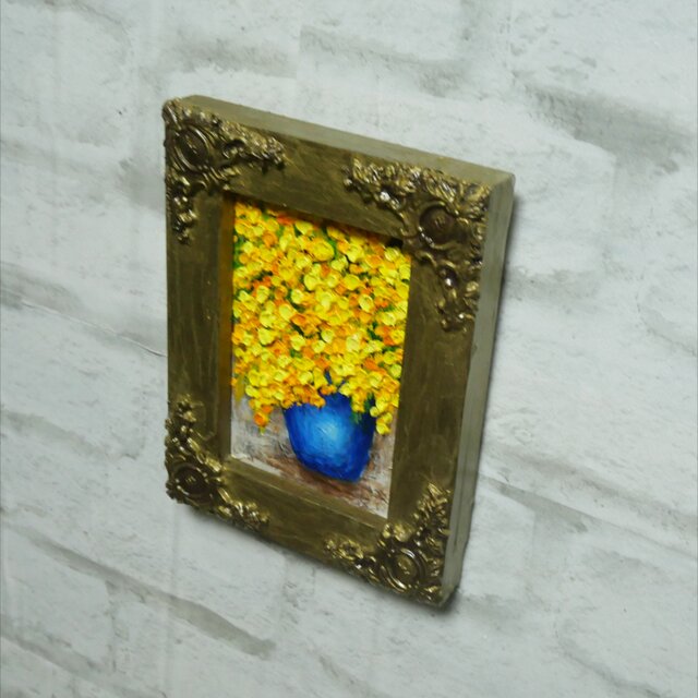 油絵 油彩 油彩画 絵 絵画 キャンバスパネル ミニ絵画【ミモザ】 油絵 キャンバスパネル ミニ絵画【ミモザ】 | iichi 日々の暮らしを