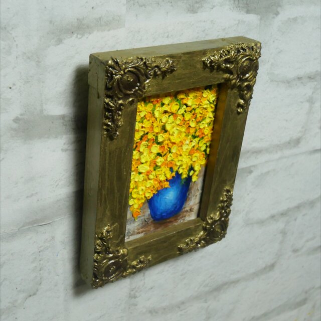 油絵 油彩 油彩画 絵 絵画 キャンバスパネル ミニ絵画【ミモザ】 油絵 キャンバスパネル ミニ絵画【ミモザ】 | iichi 日々の暮らしを