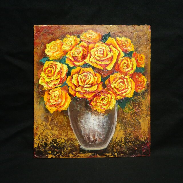 油絵 【黄色い薔薇】 | iichi 日々の暮らしを心地よくするハンドメイド