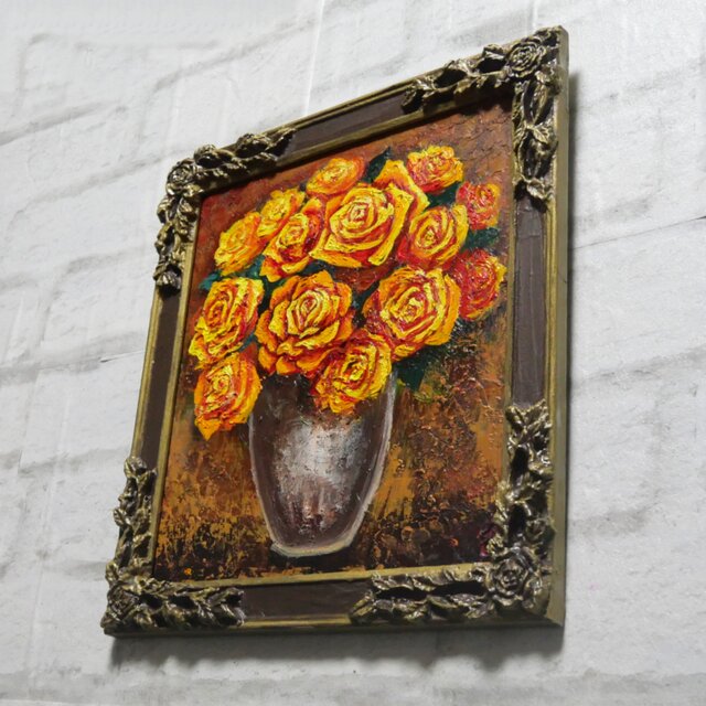 油絵 【黄色い薔薇】 | iichi 日々の暮らしを心地よくするハンドメイド
