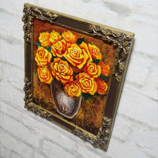 油絵 【黄色い薔薇】 | iichi 日々の暮らしを心地よくするハンドメイド