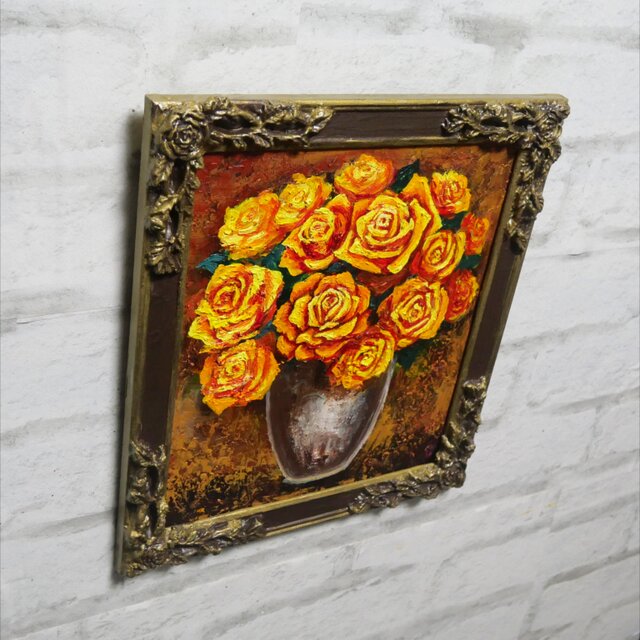 油絵 油彩 油彩画 絵 絵画 【黄色薔薇】 楽天市場】絵画 油絵 黄色いばら （SOO） 送料無料 【肉筆