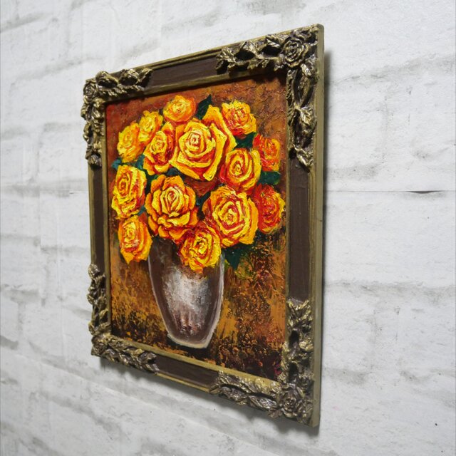 油絵 【黄色い薔薇】 | iichi 日々の暮らしを心地よくするハンドメイド