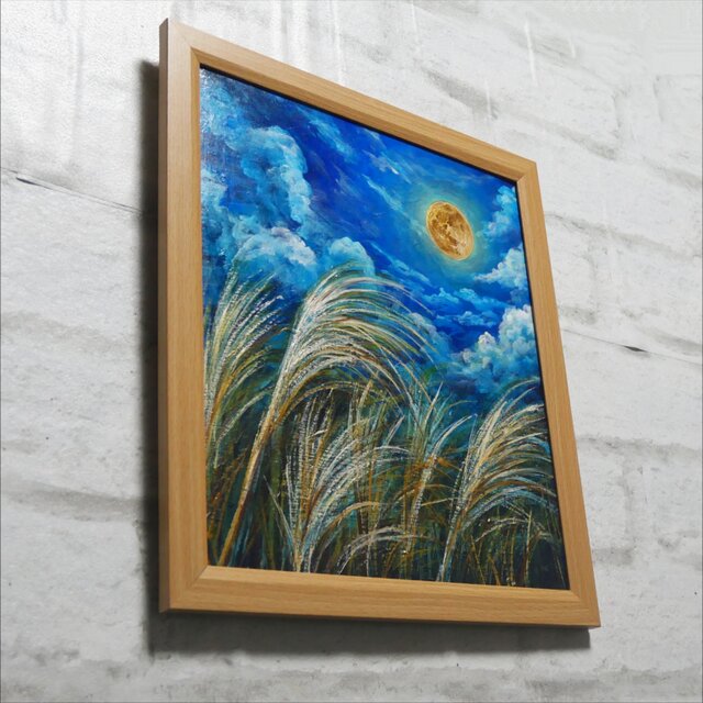 油絵 【月とススキお月見】 | iichi 日々の暮らしを心地よくする