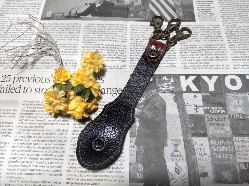 本ワニ革】Wolf キーループ ベルトループ キーホルダー 狼のコンチョ