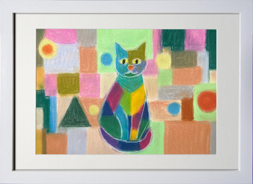 油絵   街角の猫  【送料無料】 パステル画 街角のネコ2 | iichi 日々の暮らしを心地よくする