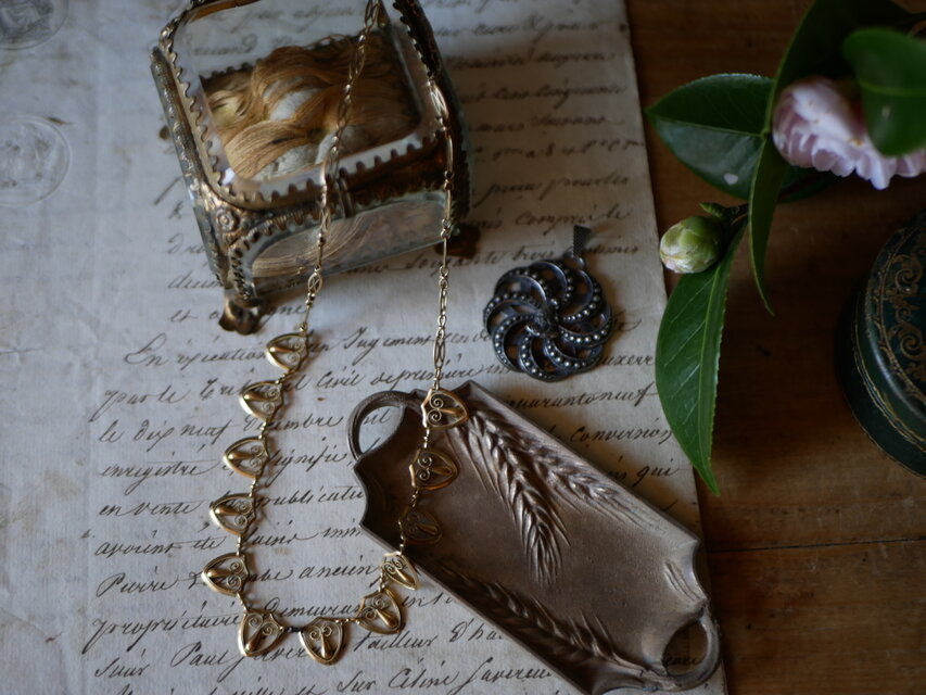 FN-18】 フィリグリー K18 アンティークネックレス フランス