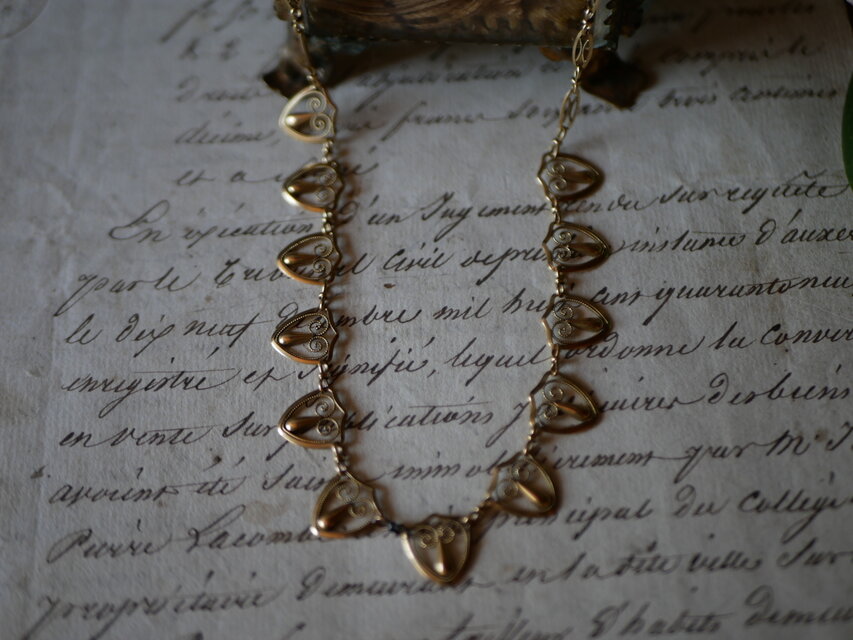 FN-18】 フィリグリー K18 アンティークネックレス フランス