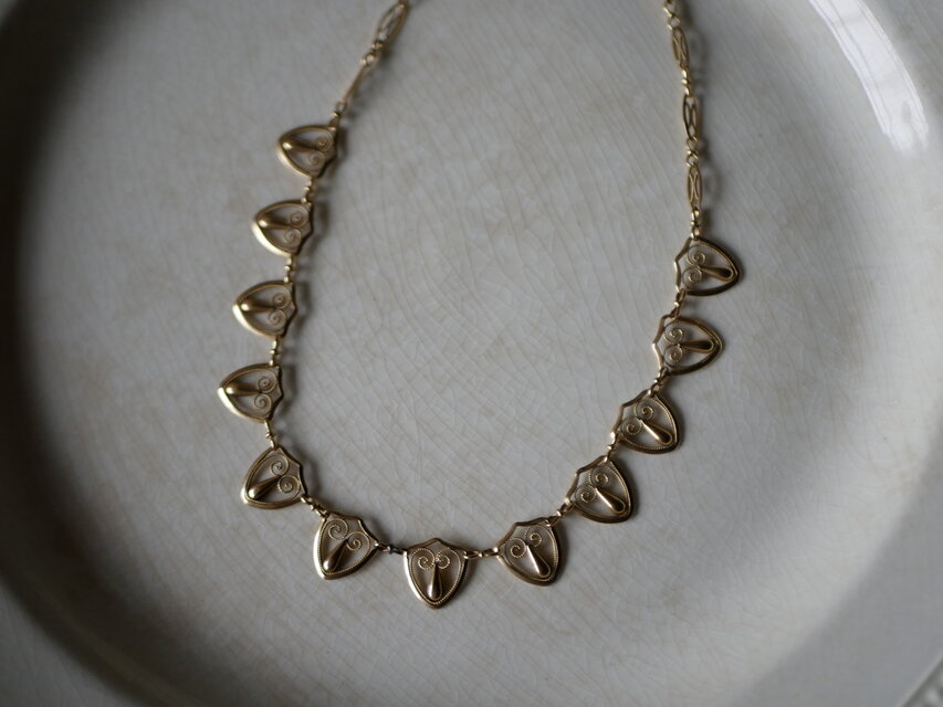 FN-18】 フィリグリー K18 アンティークネックレス フランス