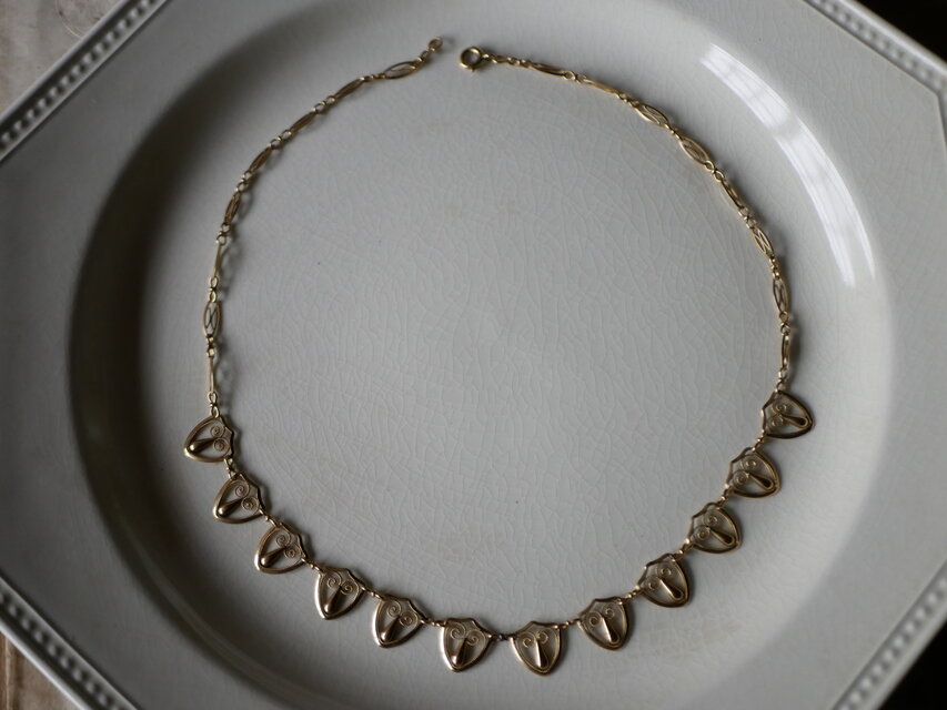 FN-18】 フィリグリー K18 アンティークネックレス フランス