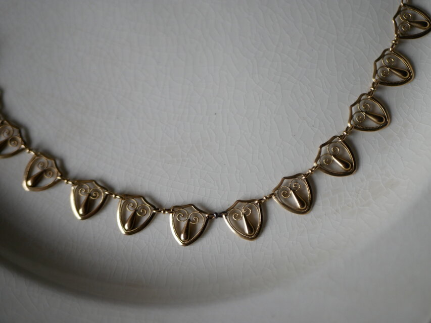 FN-18】 フィリグリー K18 アンティークネックレス フランス